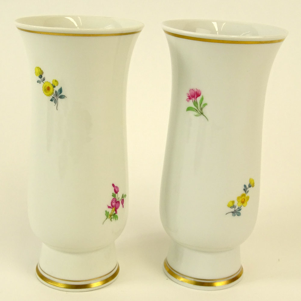 Pair of Meissen Hand Painted Porcelain Vase.