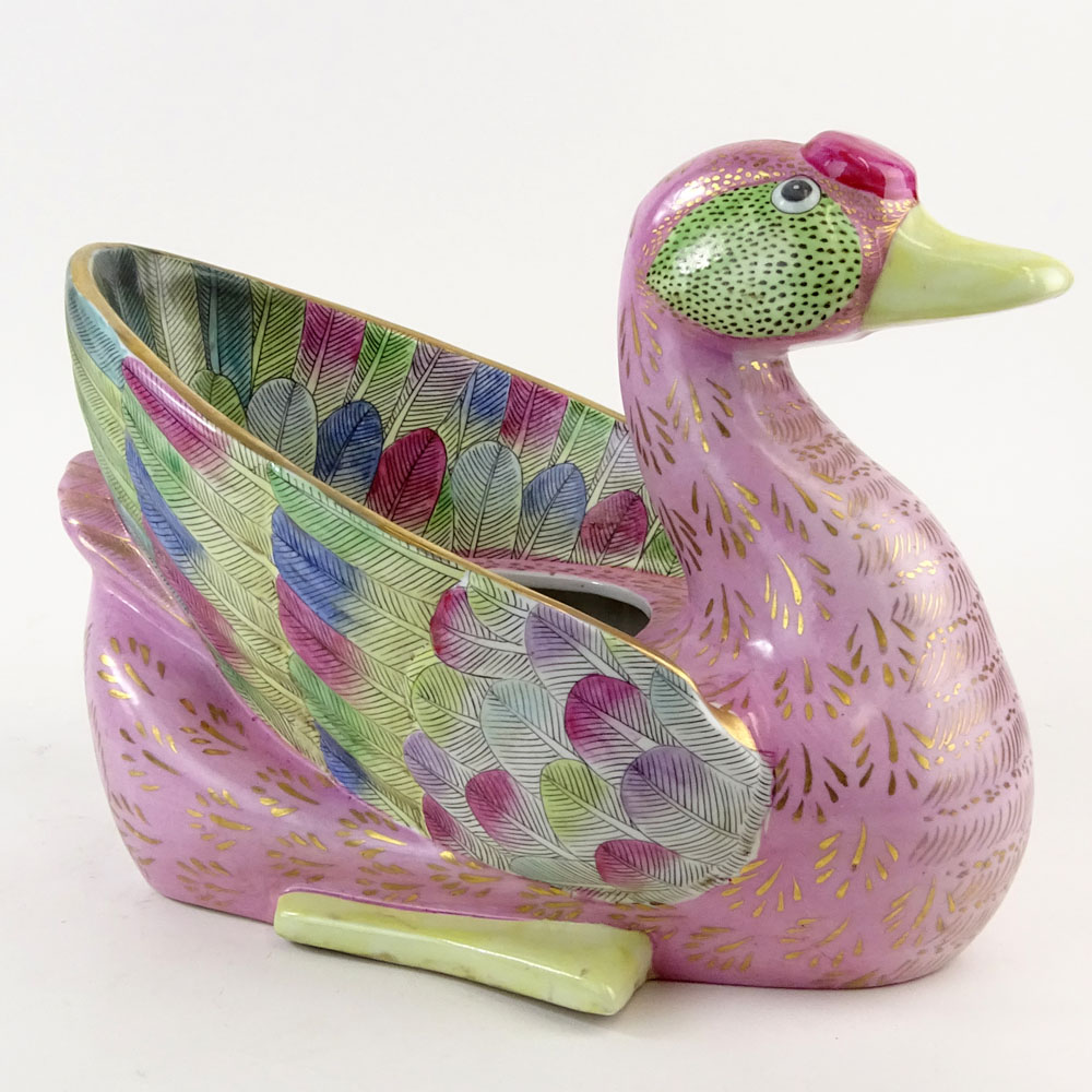 Chinese Porcelain Duck Jardinière Centerpiece.