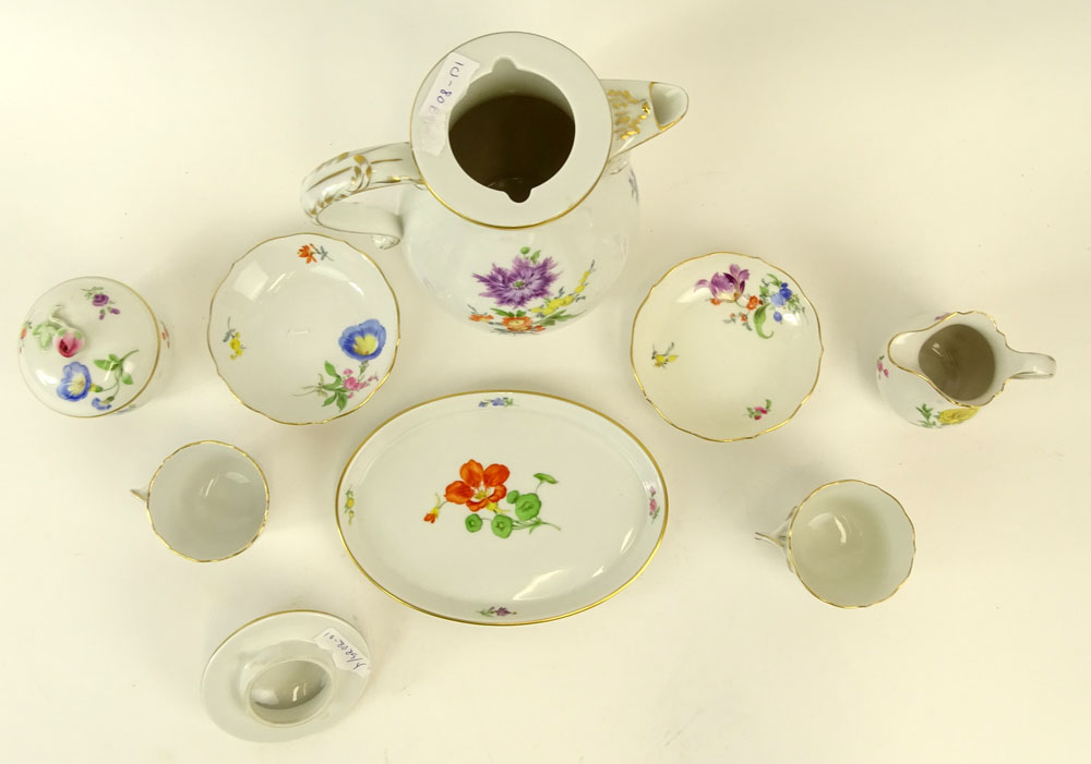 Meissen Hand Painted Porcelain Partial Tea/Coffee Service.