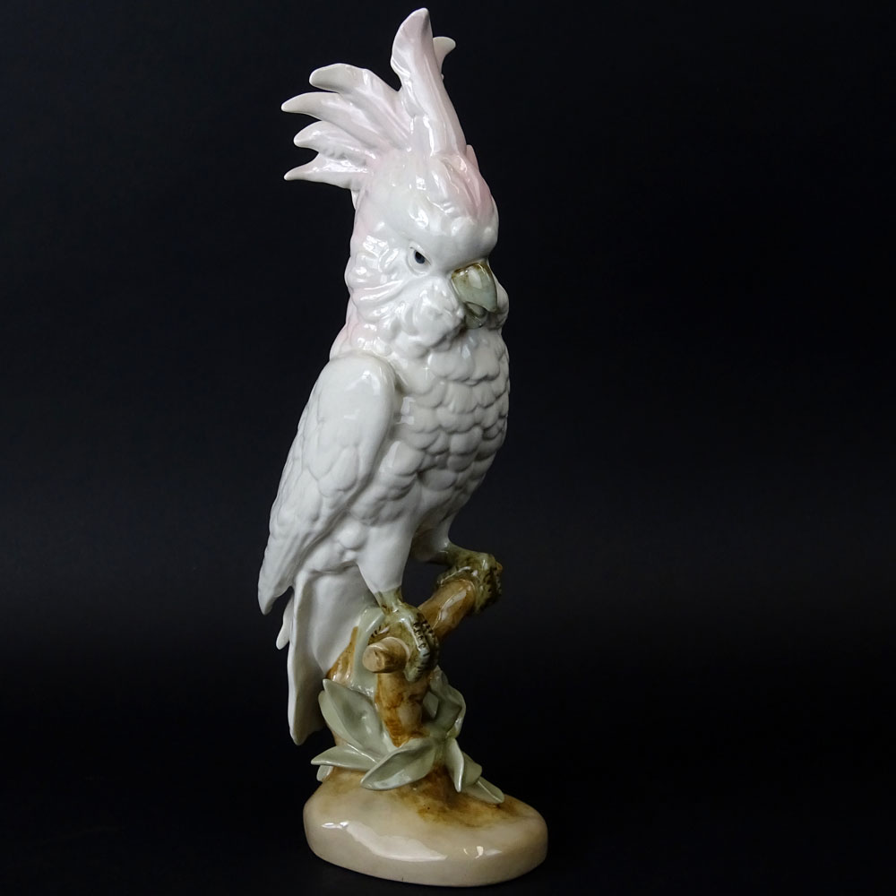 Royal Dux Porcelain Cockatoo Figurine. Signed.