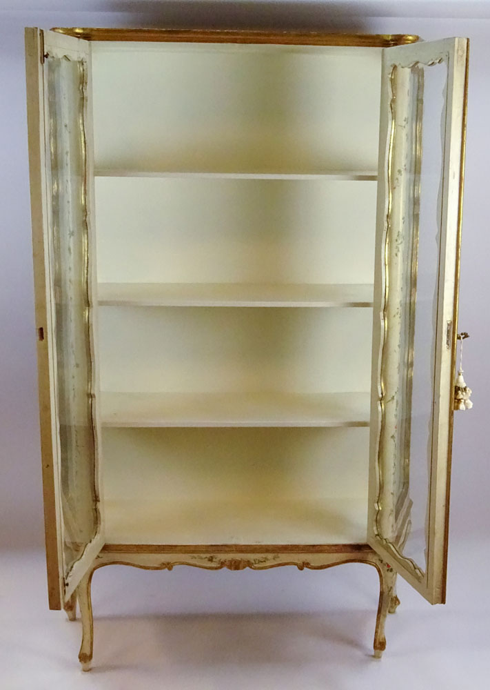 Early Mid 20th Century Probably Italian Painted and Parcel Gilt Vitrine.