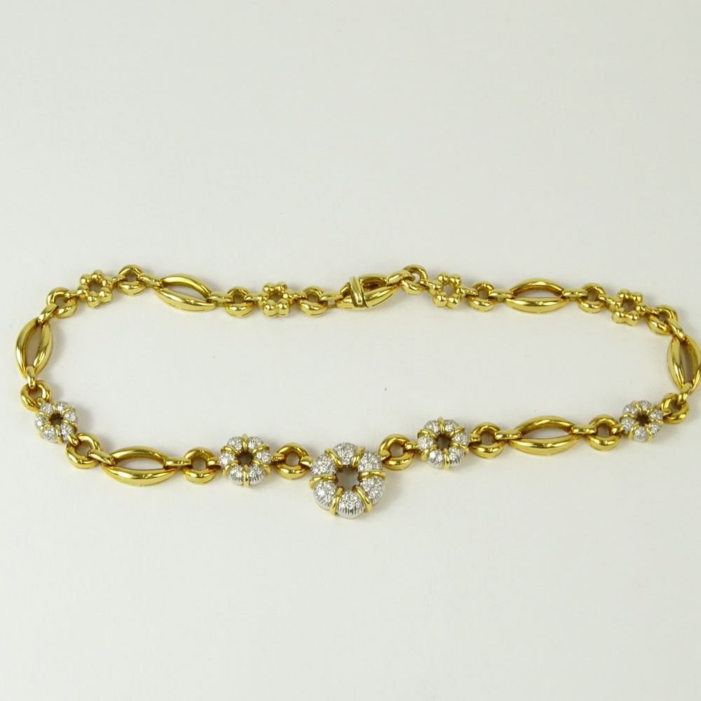 Vintage Italian 18 Karat Yellow Gold and approx. 3.5 Carat Round Cut Diamond Necklace.