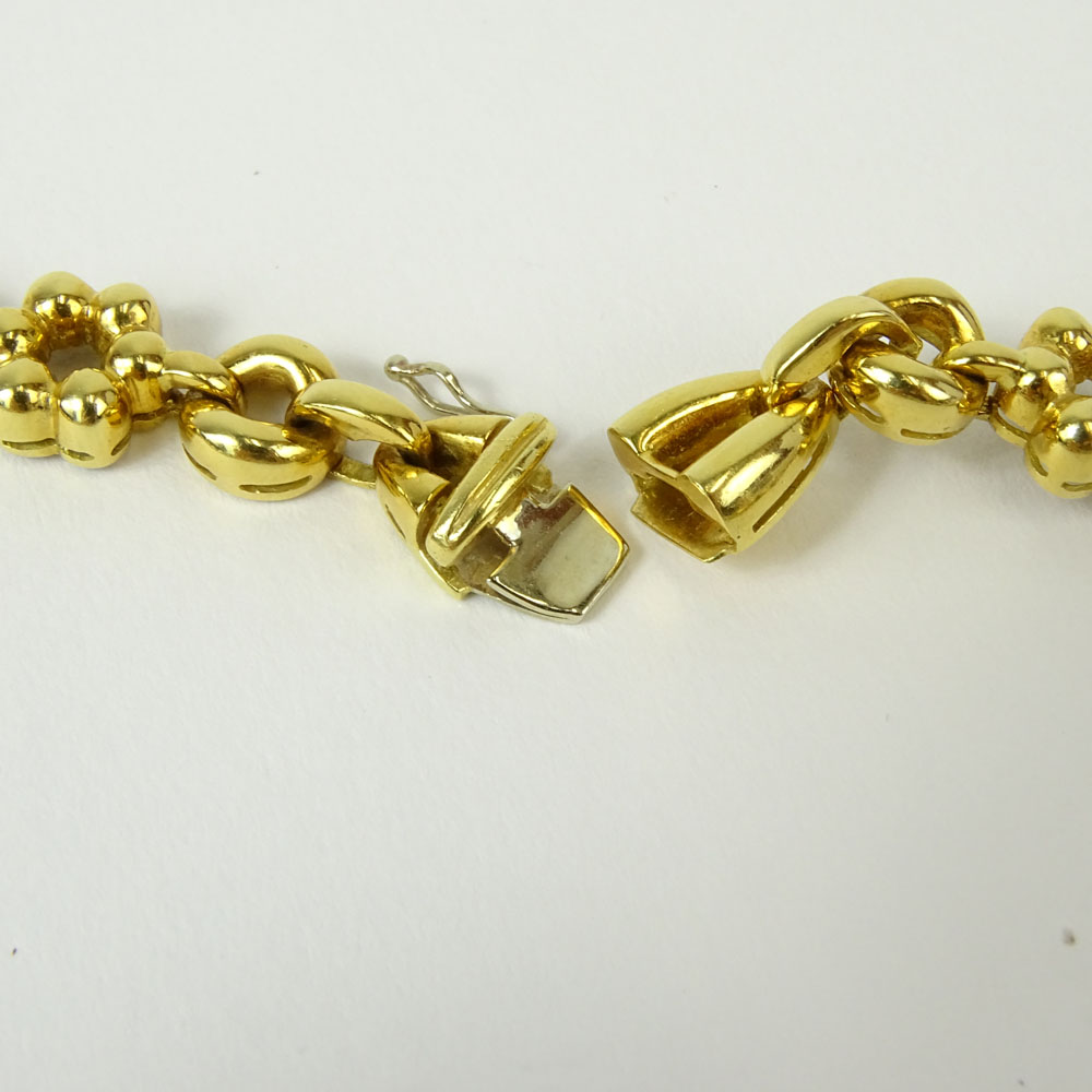 Vintage Italian 18 Karat Yellow Gold and approx. 3.5 Carat Round Cut Diamond Necklace.