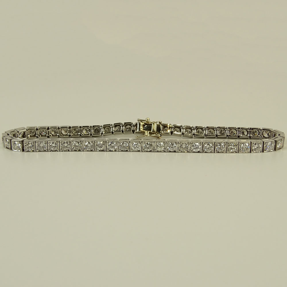 Lady's Approx. 4.75 Carat Round Cut Diamond and Platinum Straight Line Bracelet.