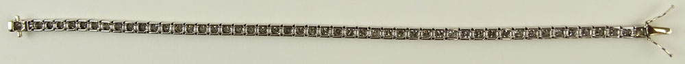 Lady's Approx. 4.75 Carat Round Cut Diamond and Platinum Straight Line Bracelet.