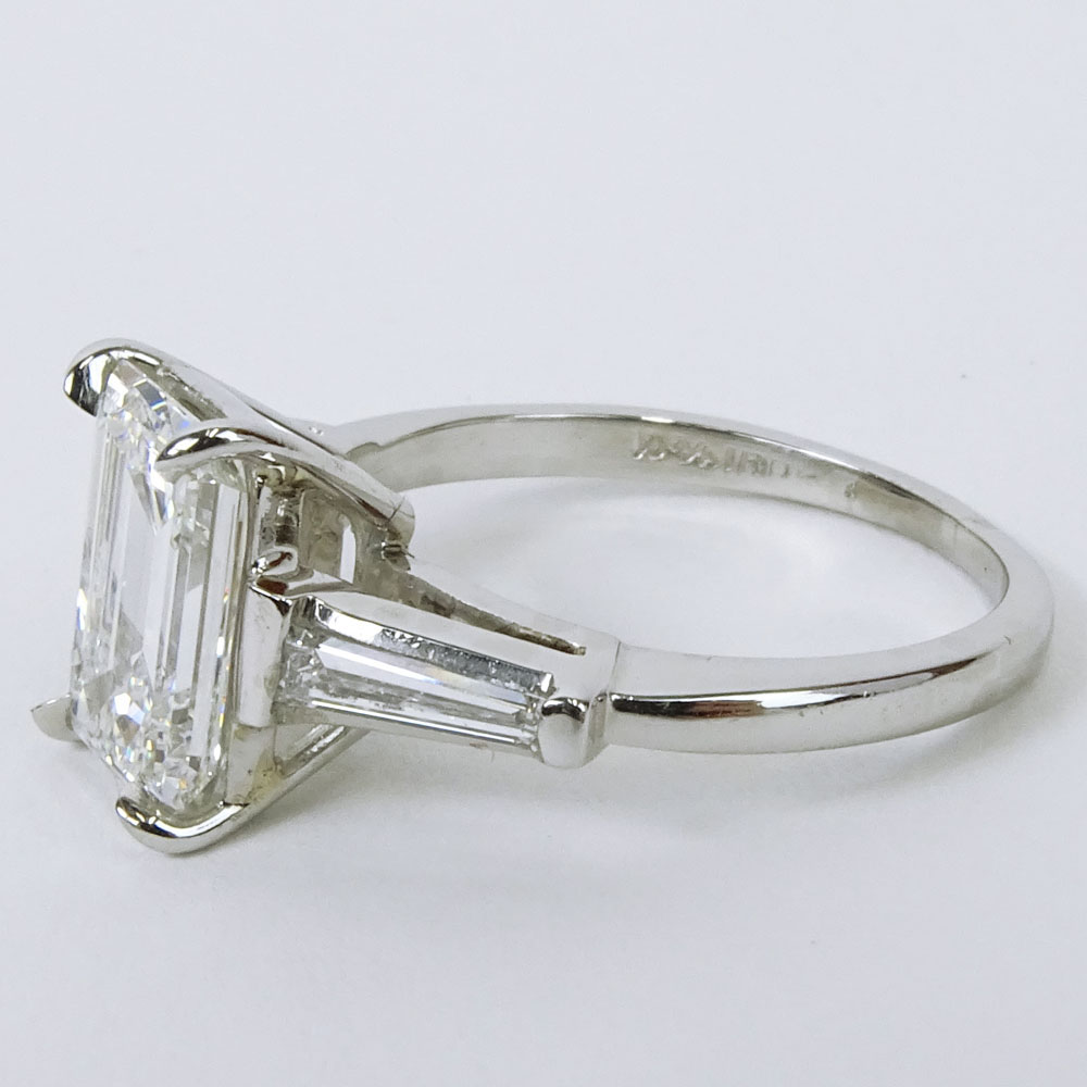 GIA Certified 2.37 Carat Emerald Cut Diamond Engagement Ring.