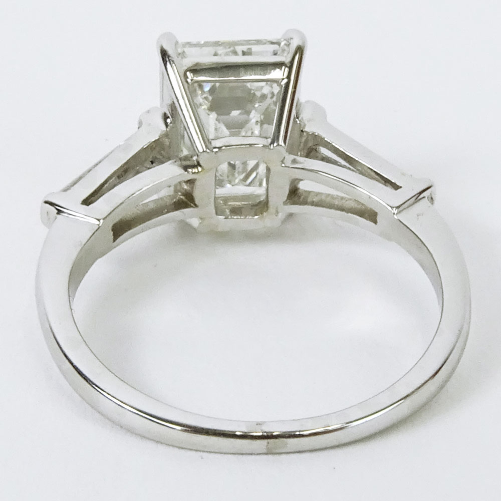 GIA Certified 2.37 Carat Emerald Cut Diamond Engagement Ring.