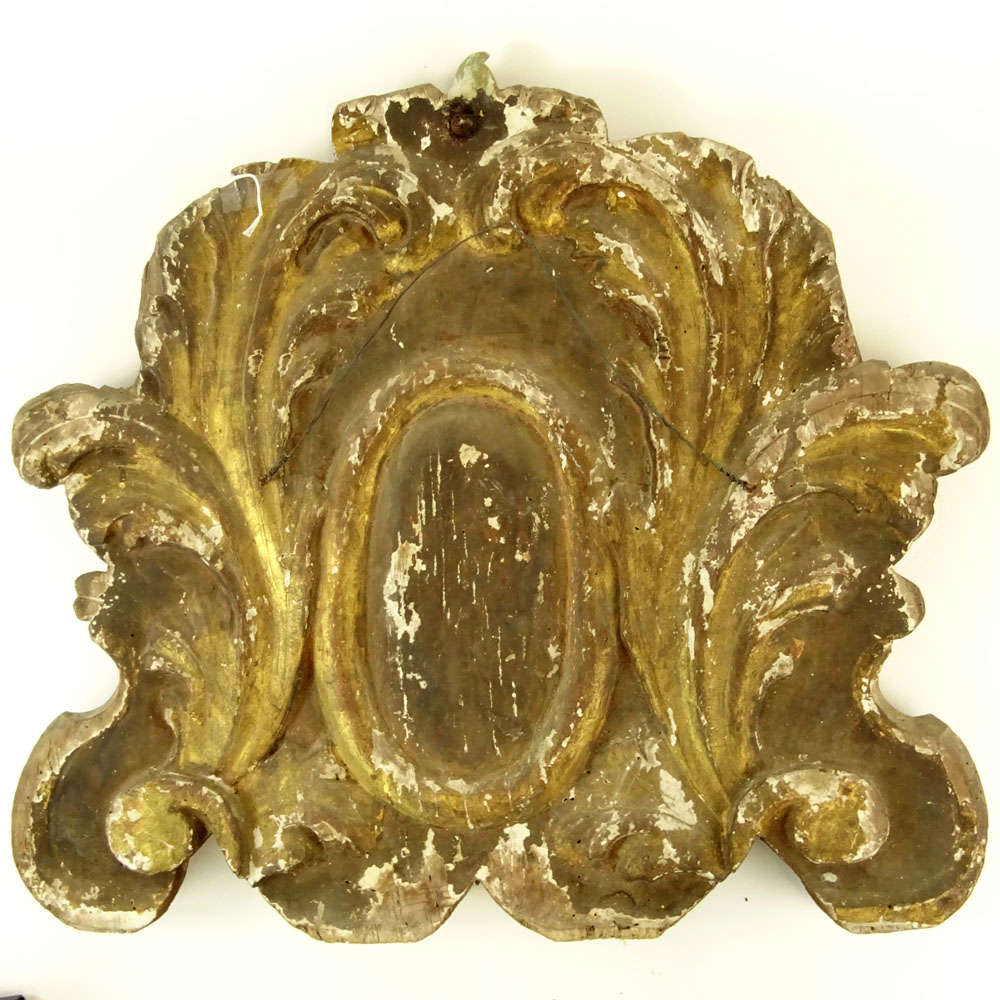 19th Century Probably Italian Carved Parcel Gilt Wood Madonna and Child Wall Bracket.