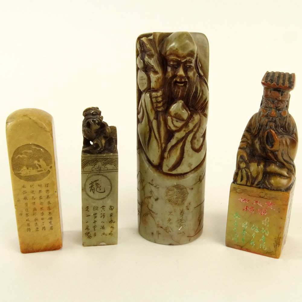 Collection of Four (4) Chinese Carved Soapstone Seals