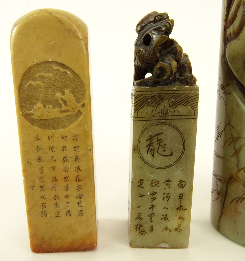 Collection of Four (4) Chinese Carved Soapstone Seals