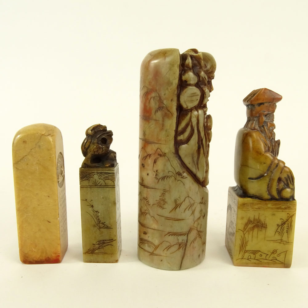 Collection of Four (4) Chinese Carved Soapstone Seals