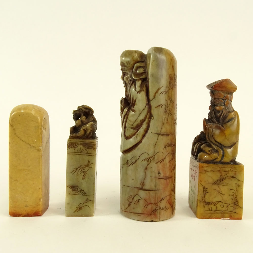 Collection of Four (4) Chinese Carved Soapstone Seals