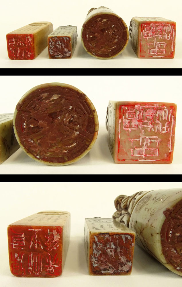 Collection of Four (4) Chinese Carved Soapstone Seals