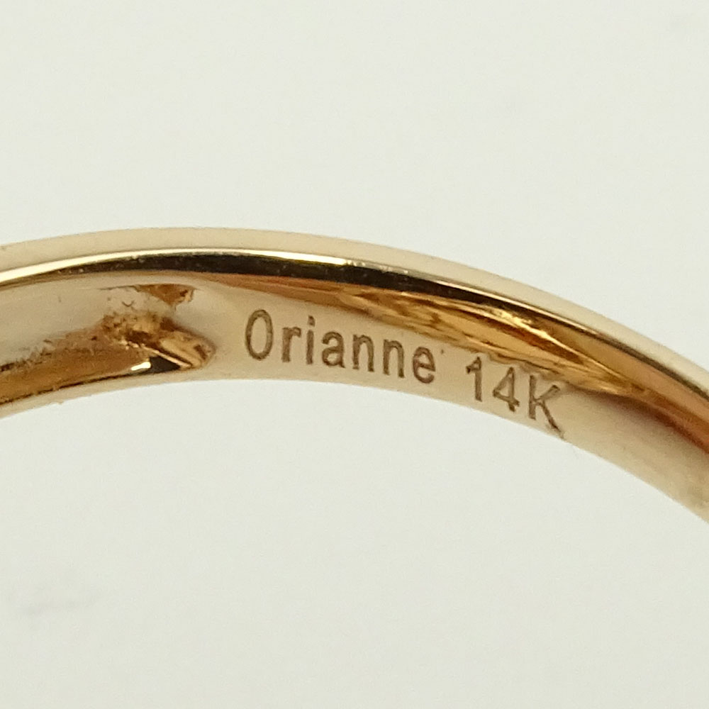 5.0 Carat Cabochon Opal, .88 Carat Round Cut Diamond and 14 Karat Rose Gold Ring.