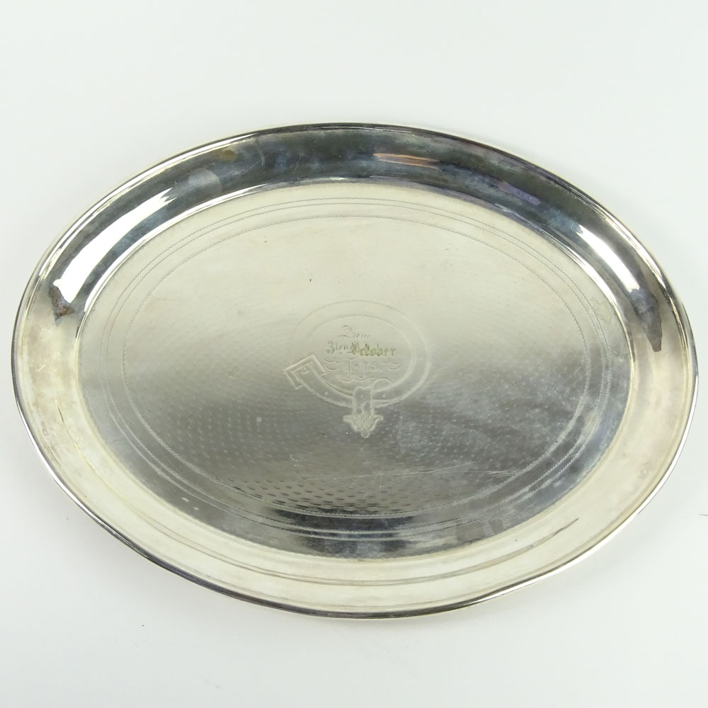 19th Century German Silver Oval Tray.