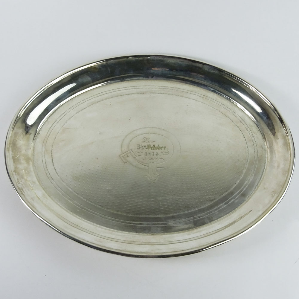 19th Century German Silver Oval Tray.