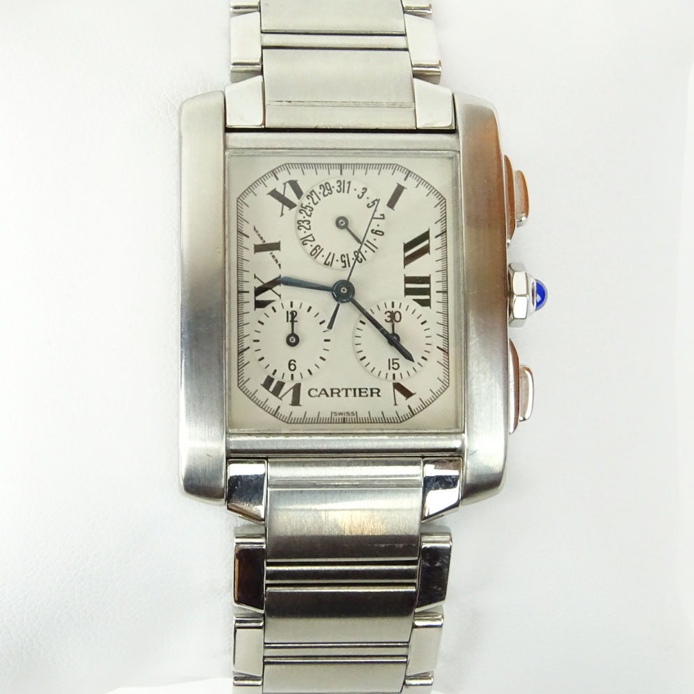 Men's Cartier Stainless Steel Tank Francaise Watch with Quartz Movement.