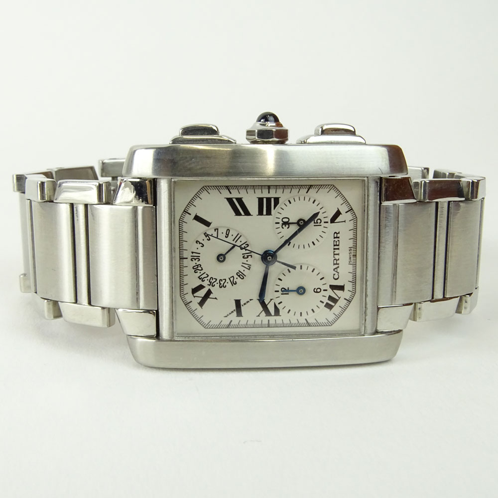 Men's Cartier Stainless Steel Tank Francaise Watch with Quartz Movement.