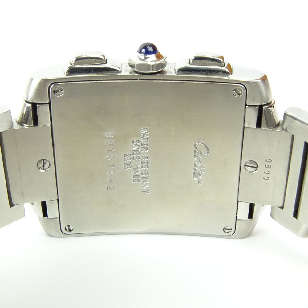 Men's Cartier Stainless Steel Tank Francaise Watch with Quartz Movement.