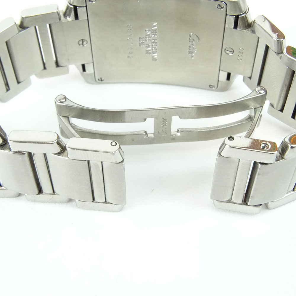 Men's Cartier Stainless Steel Tank Francaise Watch with Quartz Movement.