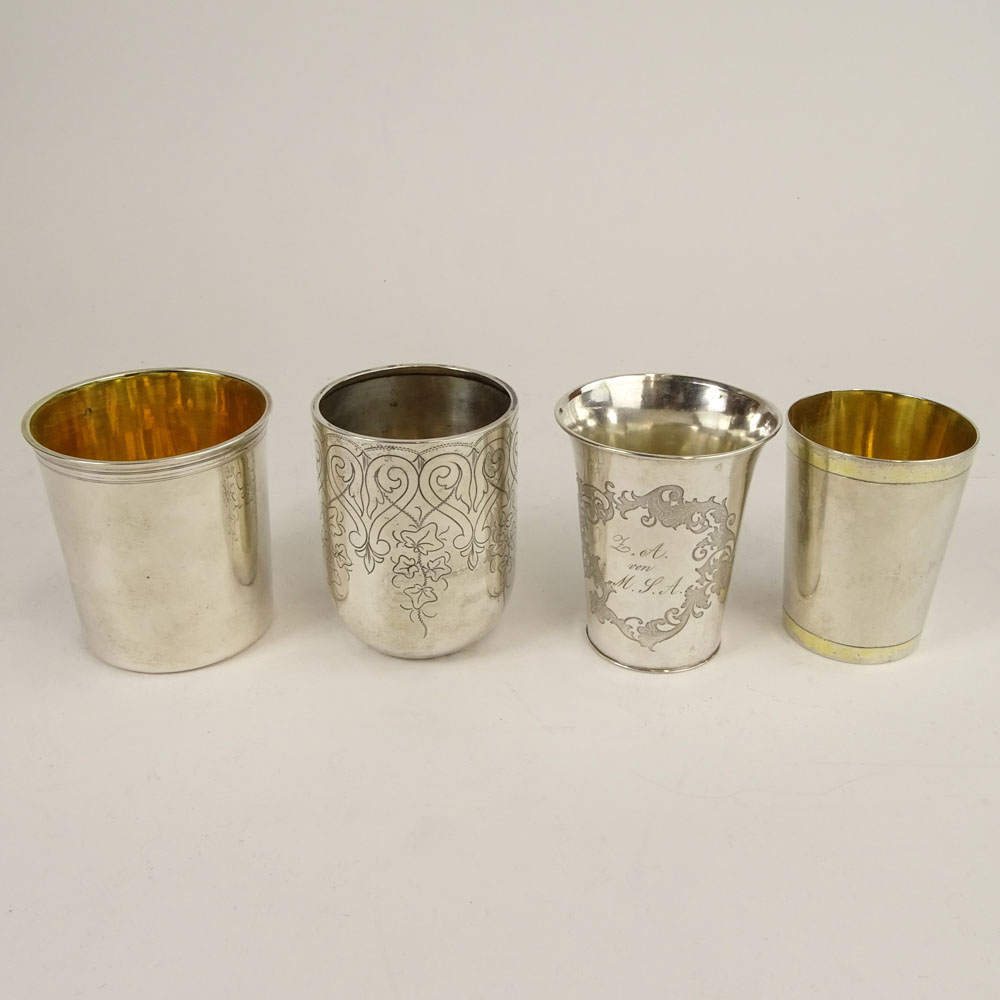 Collection of Four (4) German Silver Beaker Cups.