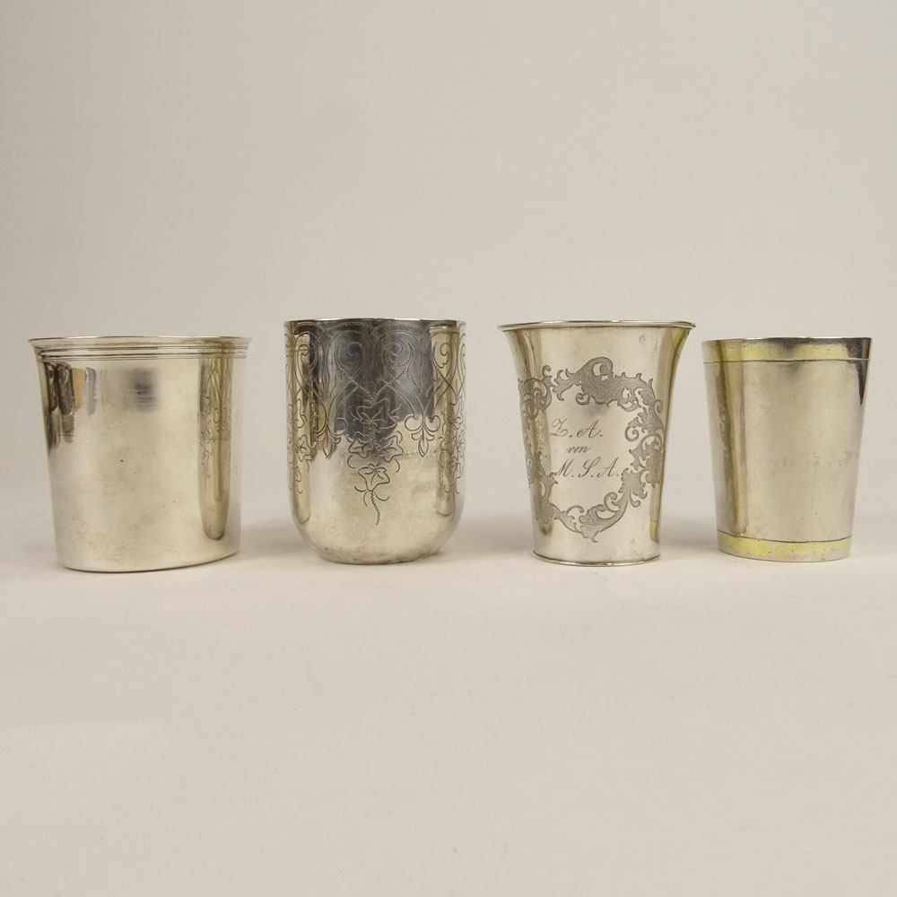 Collection of Four (4) German Silver Beaker Cups.