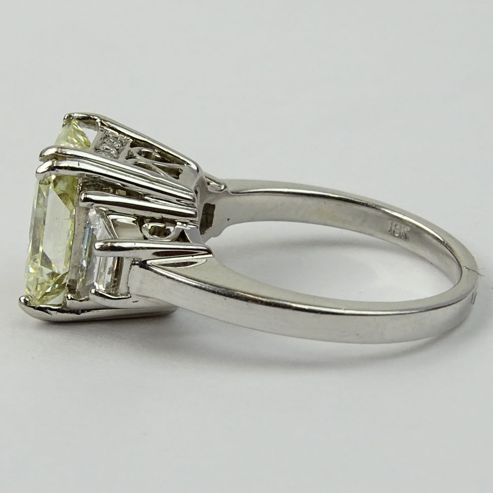 Important Approx. 5.40 Carat Radiant Cut Diamond and 18 Karat White Gold Engagement Ring.