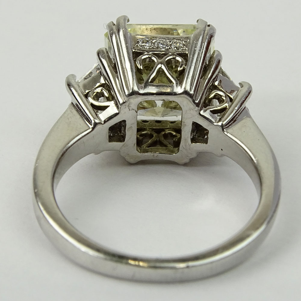 Important Approx. 5.40 Carat Radiant Cut Diamond and 18 Karat White Gold Engagement Ring.