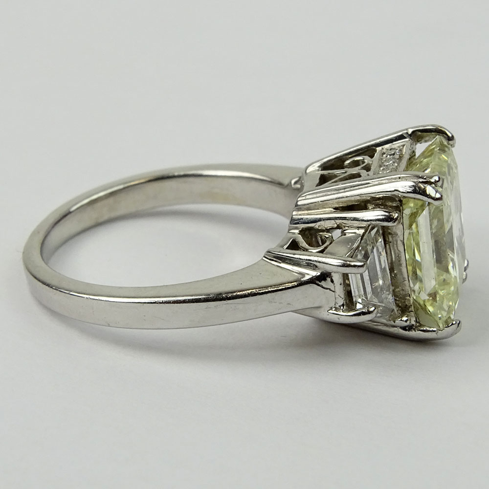 Important Approx. 5.40 Carat Radiant Cut Diamond and 18 Karat White Gold Engagement Ring.