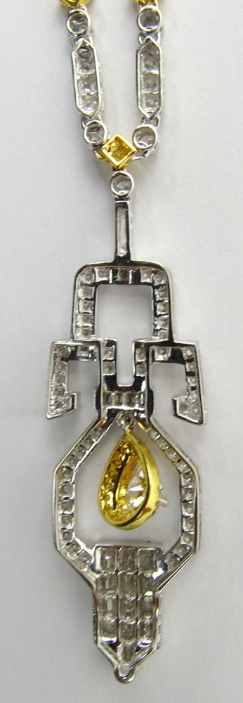 Lady's Art Deco style Diamond and 18 Karat White and Yellow Gold Pendant Necklace