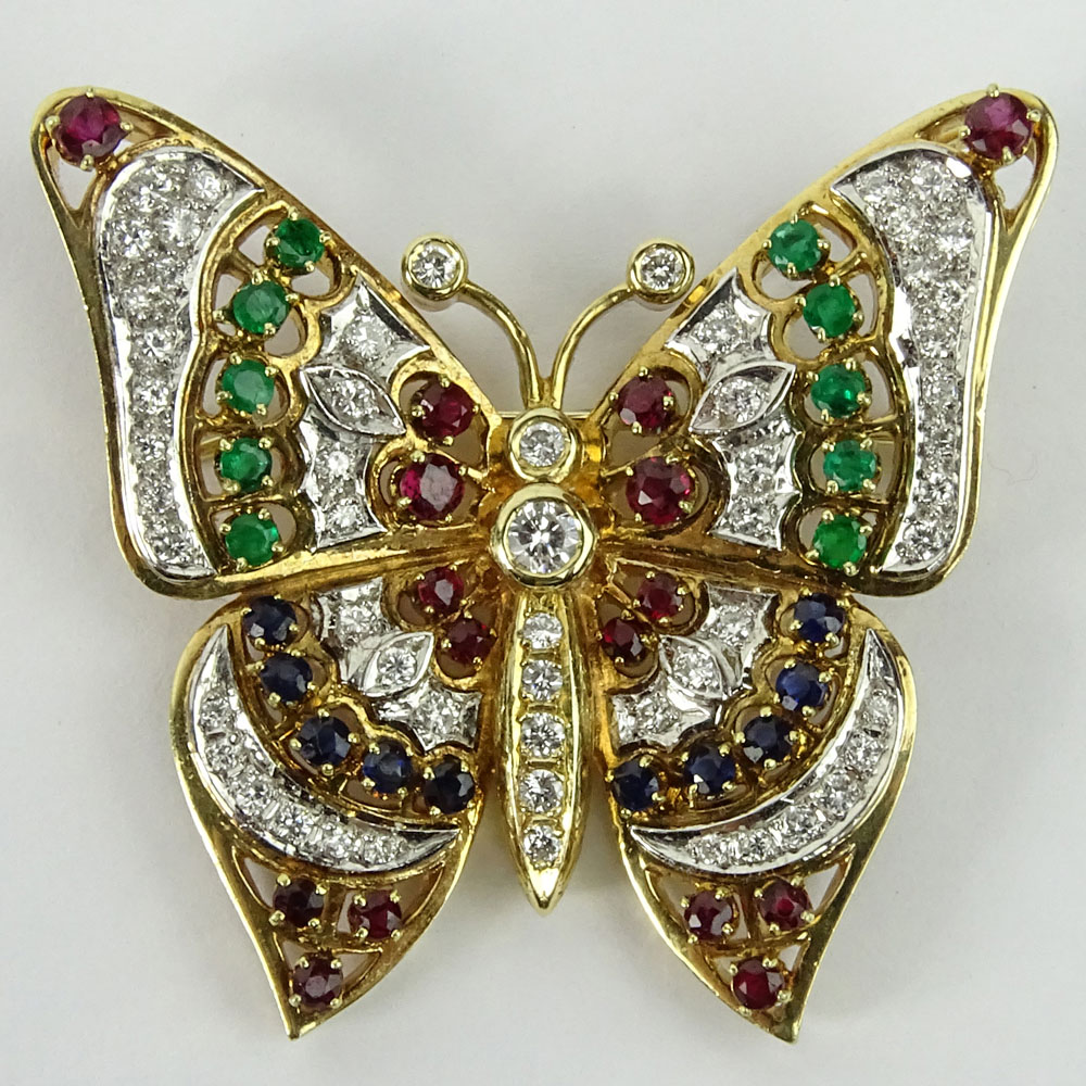 Vintage 14 Karat Yellow Gold Butterfly Brooch.