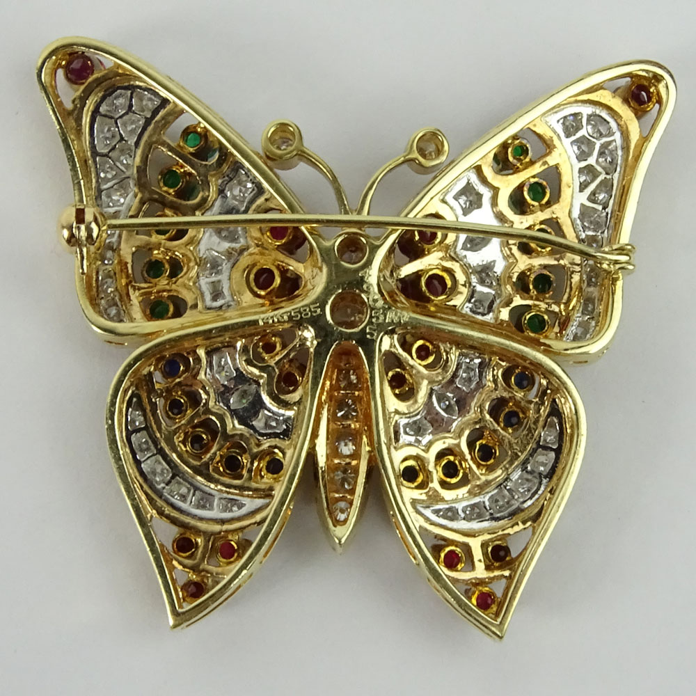 Vintage 14 Karat Yellow Gold Butterfly Brooch.