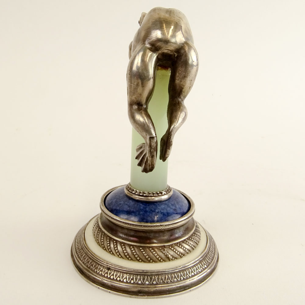 Antique Russian Silver, Jade, Lapis and Ivory Paperweight. 