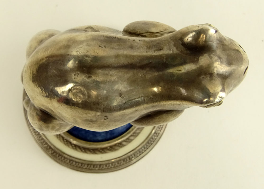 Antique Russian Silver, Jade, Lapis and Ivory Paperweight. 