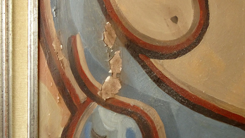 Suzanne Bertillon, French (20th C) Oil on canvas "Reclining Nude". 