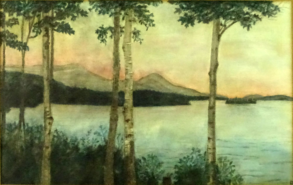 Edgar Hewitt Nye, American (1879-1943) 	Gouache on Paper, Lake Scene.