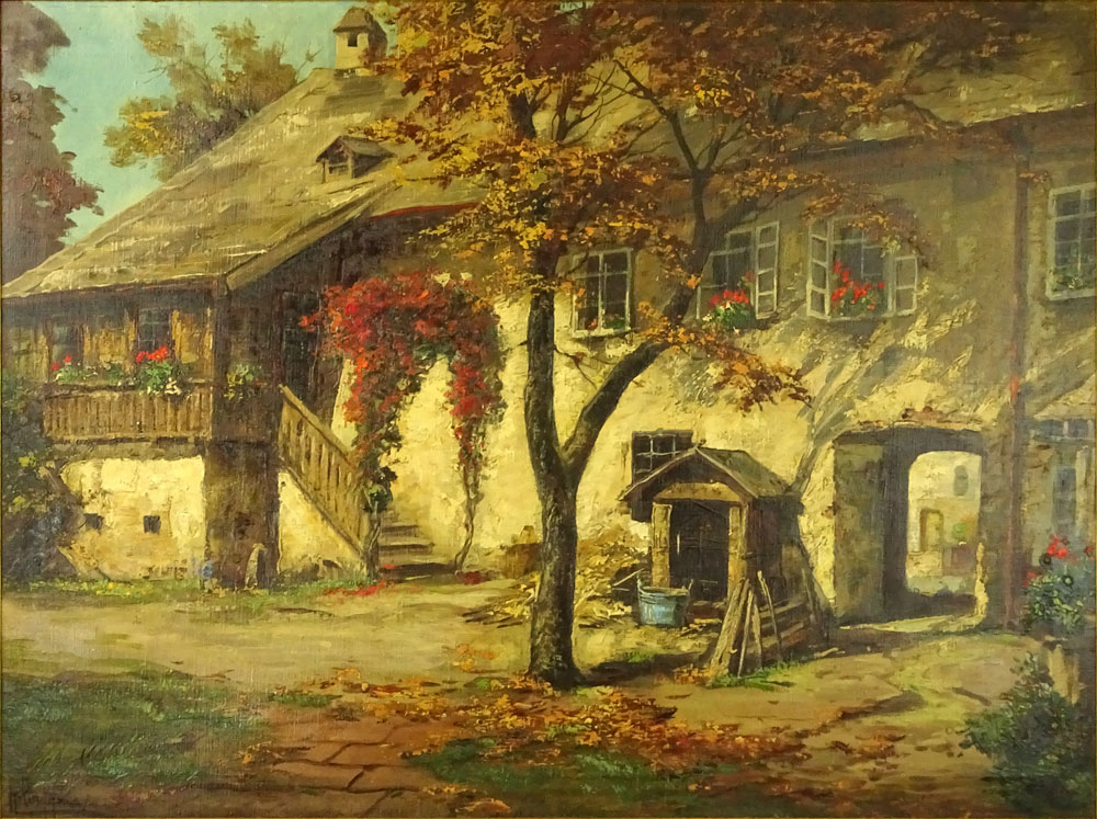 Early to Mid 20th Century Oil on Canvas, Autumn Leaves. Signed (illegible) 