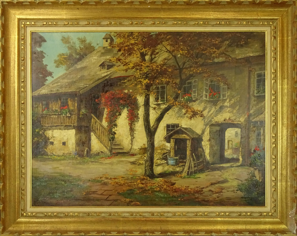 Early to Mid 20th Century Oil on Canvas, Autumn Leaves. Signed (illegible) 