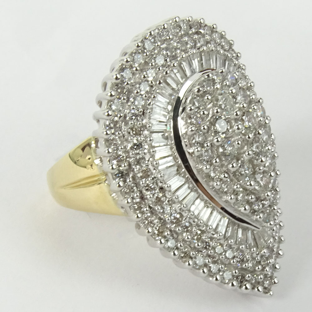 Approx. 3.0 Carat Round and Brilliant Cut Diamond and 14 Karat Yellow and White Gold Ballerina Ring.