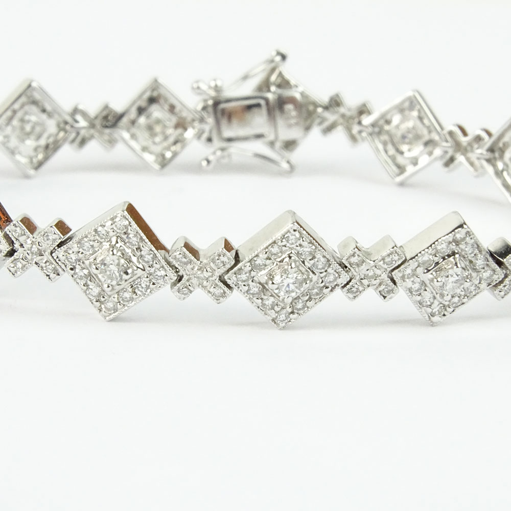 Lady's Approx. 2.25 Carat Round Brilliant Cut Diamond and 18 Karat White Gold Bracelet.