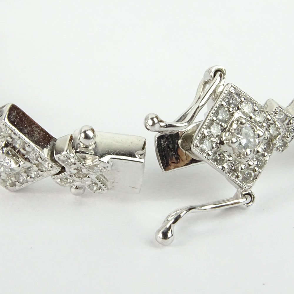 Lady's Approx. 2.25 Carat Round Brilliant Cut Diamond and 18 Karat White Gold Bracelet.