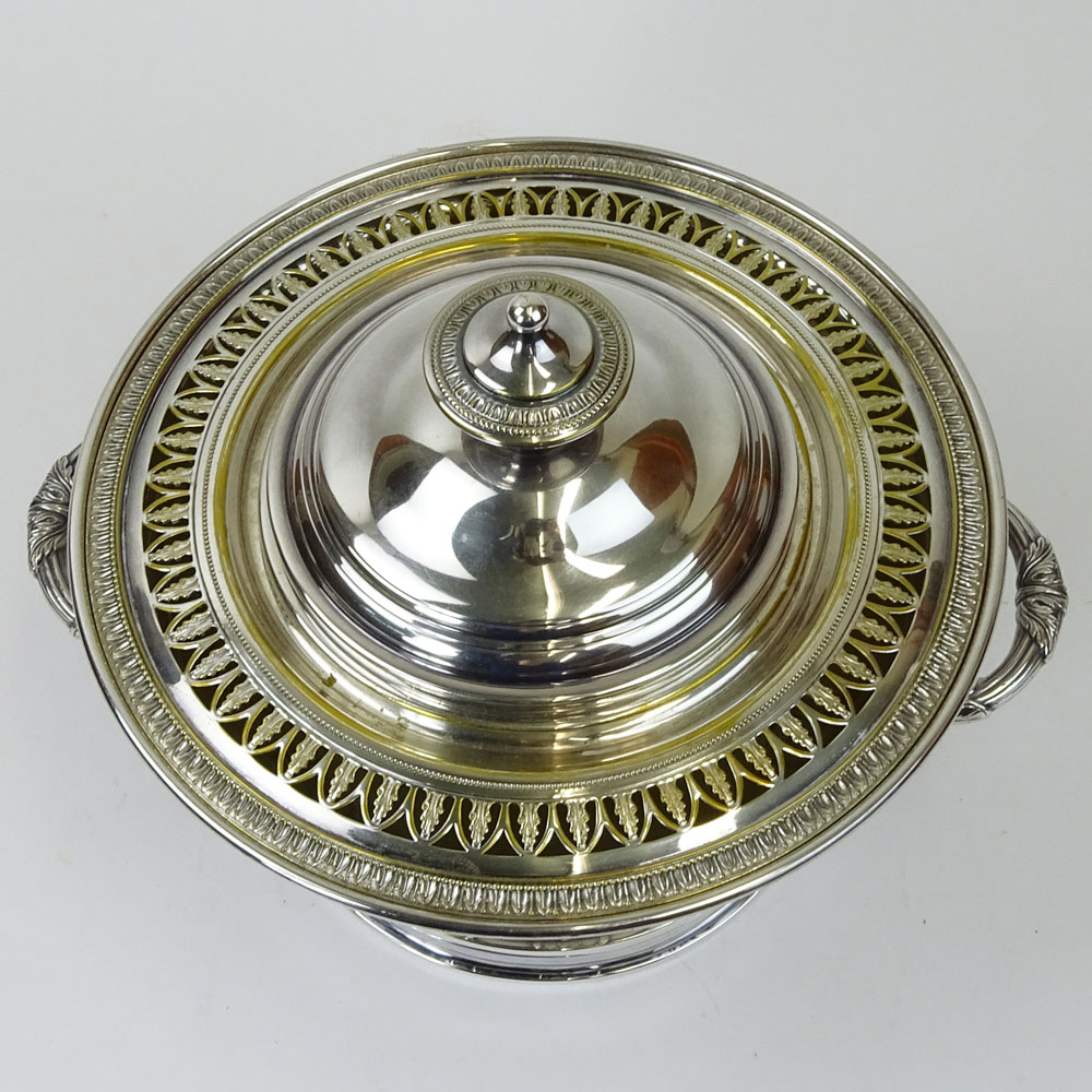 Vintage Italian Silver Plate Caviar Server with Glass Liner.