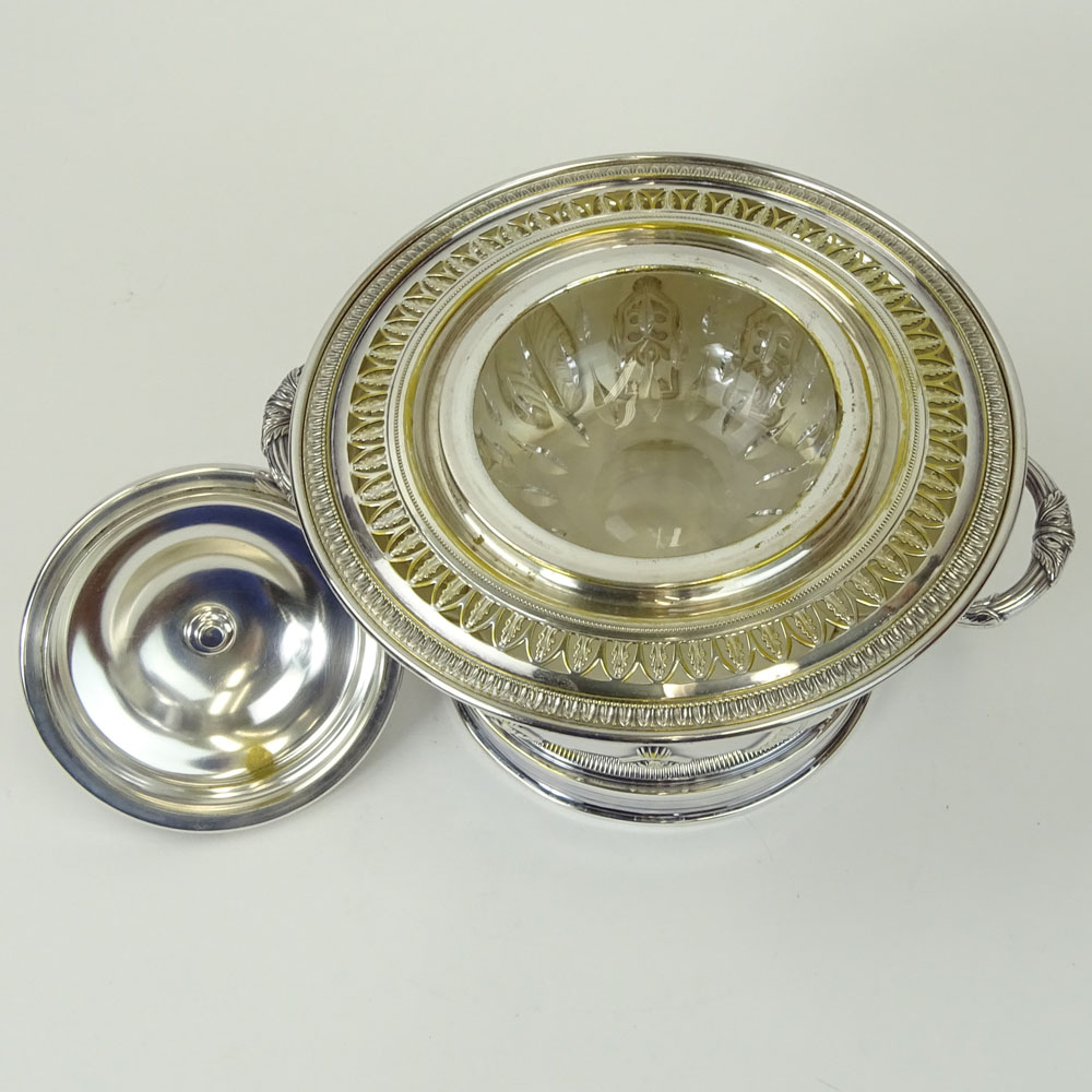 Vintage Italian Silver Plate Caviar Server with Glass Liner.