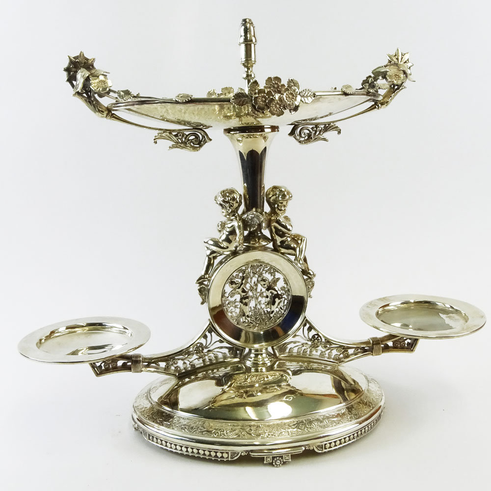 Meridan Britannia Company, 19/20th Century American Aesthetic Movement Silver Plate Epergne.