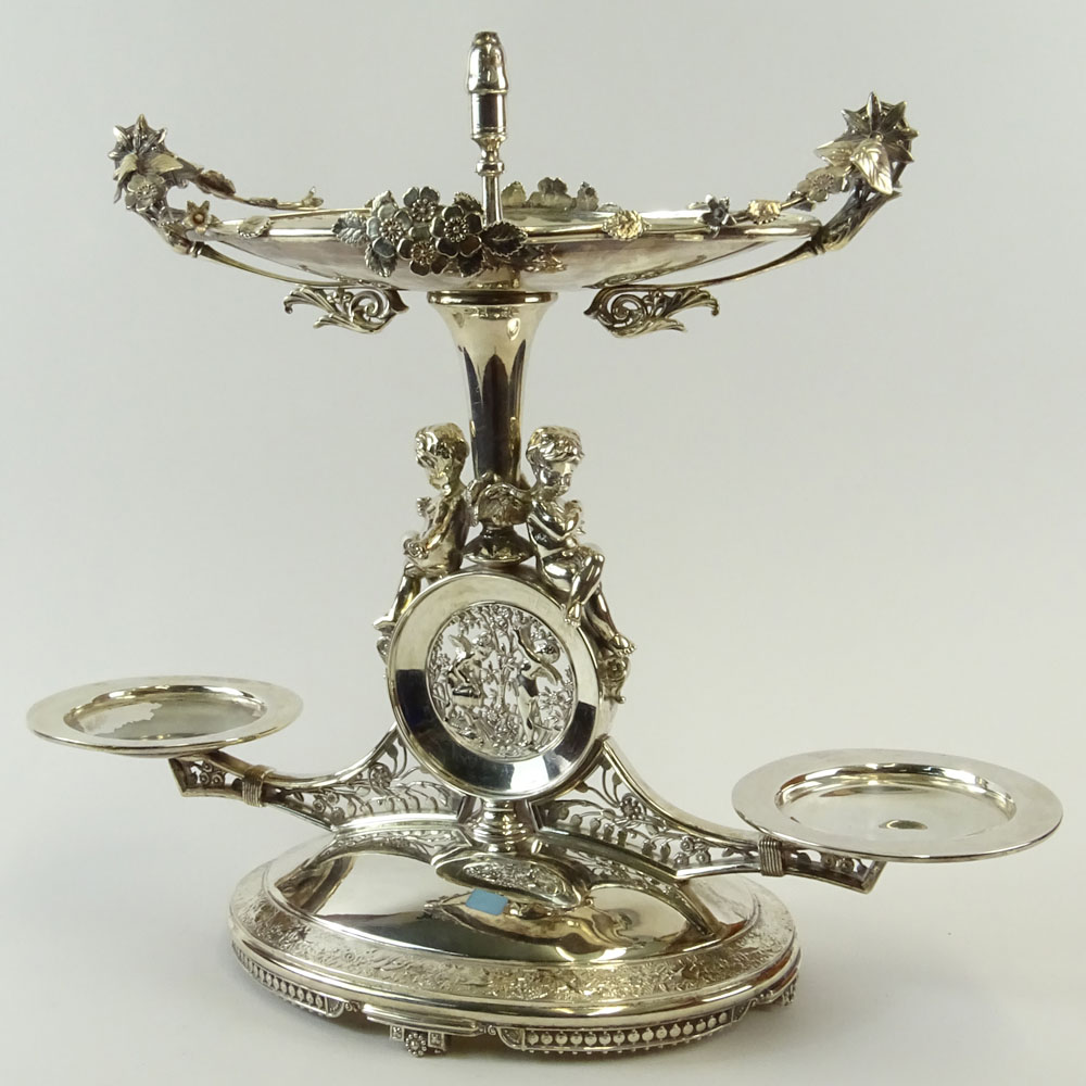 Meridan Britannia Company, 19/20th Century American Aesthetic Movement Silver Plate Epergne.