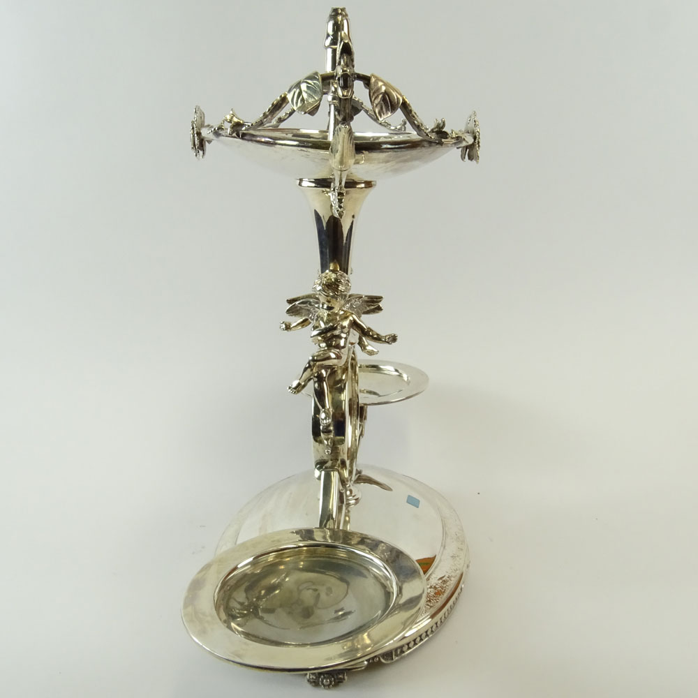 Meridan Britannia Company, 19/20th Century American Aesthetic Movement Silver Plate Epergne.