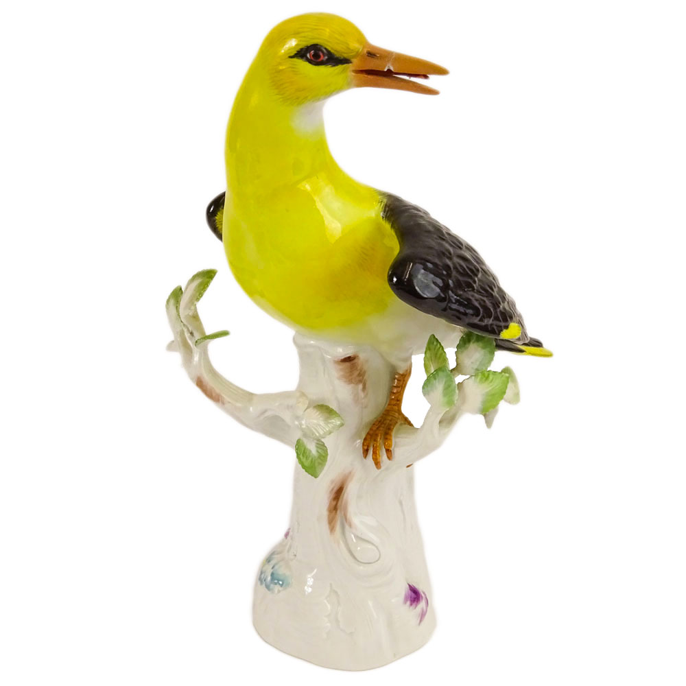 Antique Meissen Hand Painted Porcelain Yellow Bird Figurine.