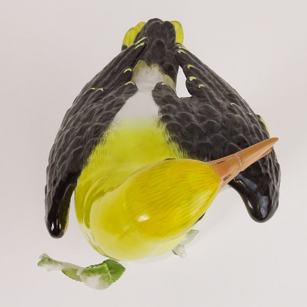 Antique Meissen Hand Painted Porcelain Yellow Bird Figurine.