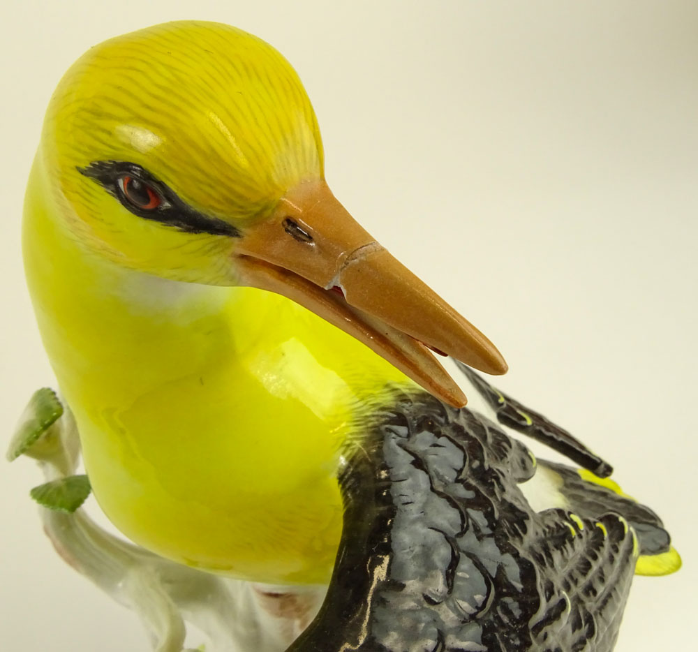 Antique Meissen Hand Painted Porcelain Yellow Bird Figurine.