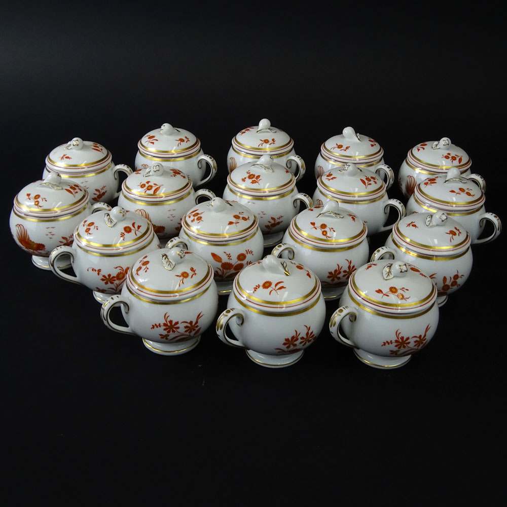 36 Piece Set of Ginori "Galli Rossi" Porcelain Pots De Cr